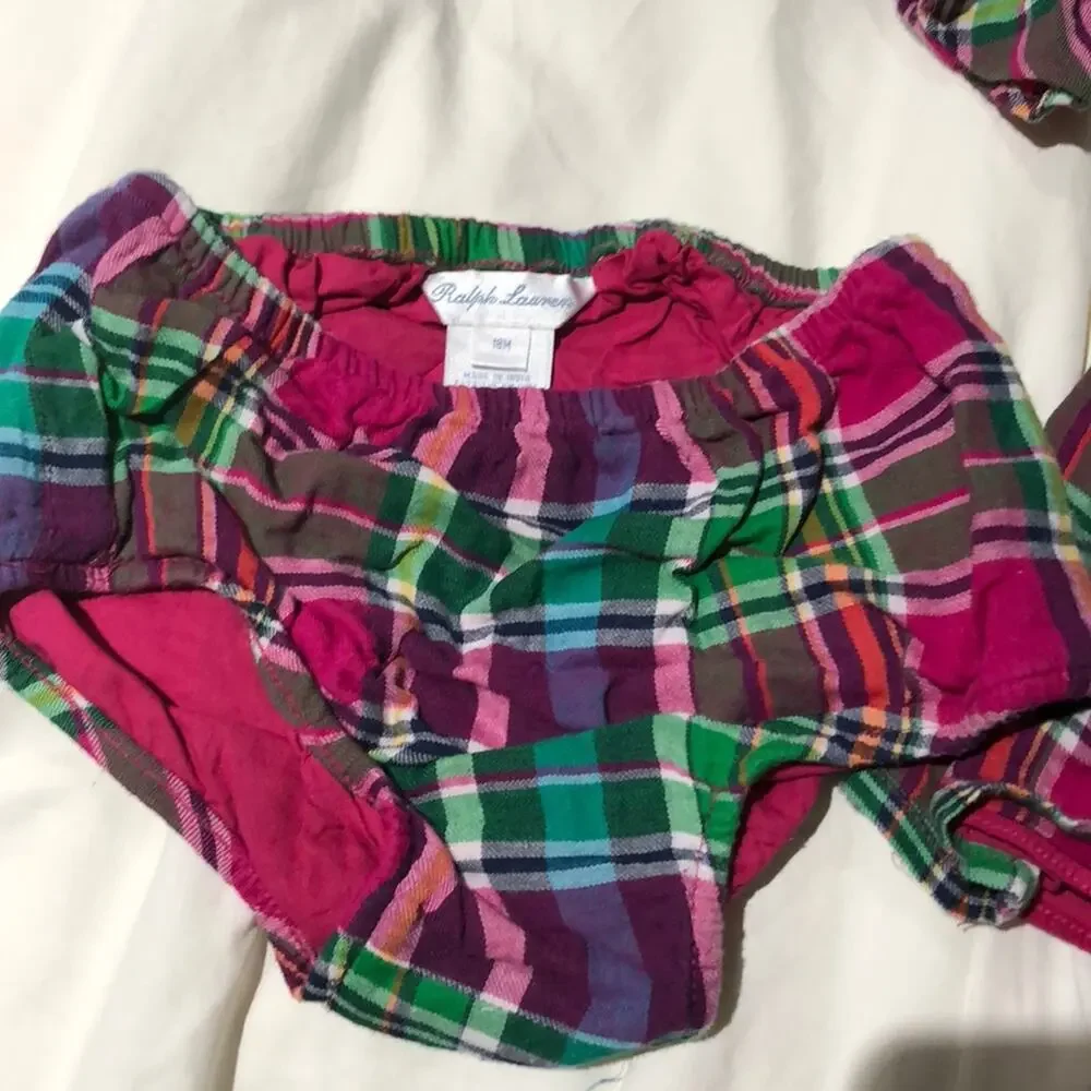 Hot pink plaid 18M dress w/bloomers worn once RL